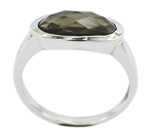 RIYO leicht 925er Sterling Silber, natürlicher brauner Ring, Rauchquarz, brauner Edelstein-Silberring von RIYO
