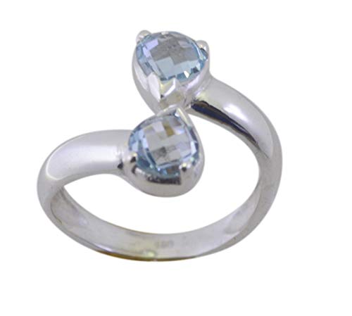 RIYO suppiler 925 Solider Sterling Silber großer natürlicher Blauer Ring Geschenk von RIYO