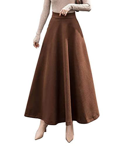 Damen Hohe Taille Lang Rock Winterrock Elegante Karierter Wollrock A-Linie Maxi Röcke Faltenrock -L Damen Hohe Taille Lang Rock Winterrock Elegante Karierter Wollrock A-Linie Maxi Röcke Faltenrock -L von RIZ-ZOAWD