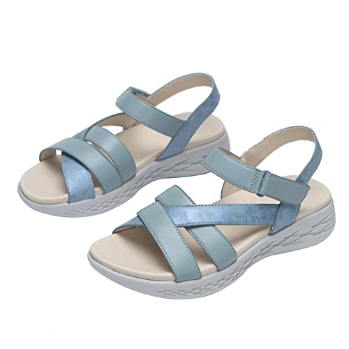 RIZ-ZOAWD Damen ModeTrekking Sport Sandalen Wasser Schuhe Sommer Frauen Wandernsandalen Beach Peeptoe Verstellbare Klettverschluss Walking Schuhe von RIZ-ZOAWD