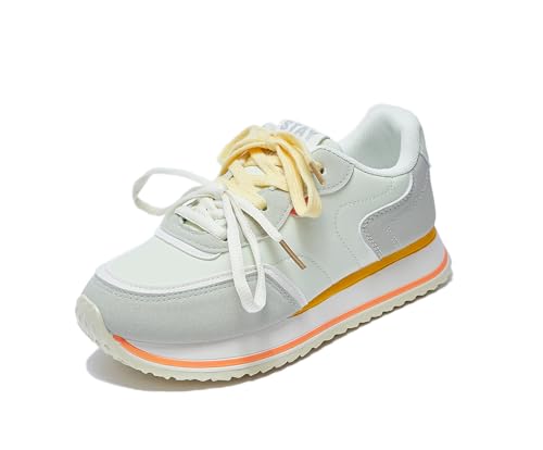 RIZ-ZOAWD Damen Plateau Sneaker Campus Leicht Walking Schuhe Ganztägige Bequeme Turnschuhe Mode Sportschuhe Light Green 38 von RIZ-ZOAWD