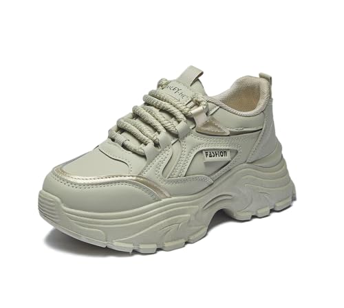 RIZ-ZOAWD Damen Plateau Sneaker Leicht Atmungsaktiv Walking Schuhe Elegant Ganztägige Bequeme Sportschuhe Mode Turnschuhe Gray 38 von RIZ-ZOAWD