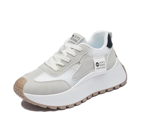 RIZ-ZOAWD Plateau Sneaker Damen Y2K Campus Leicht Walking Schuhe Elegant Bequeme Sportschuhe Mode Turnschuhe Gray 39 von RIZ-ZOAWD