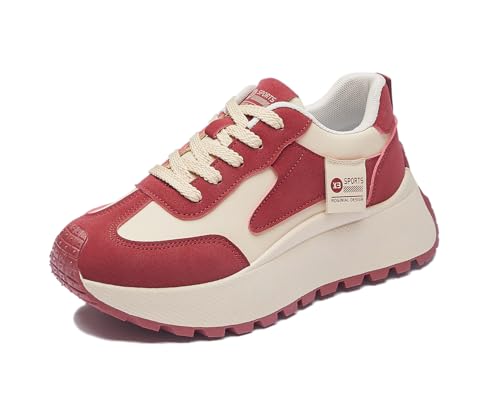 RIZ-ZOAWD Plateau Sneaker Damen Y2K Campus Leicht Walking Schuhe Elegant Bequeme Sportschuhe Mode Turnschuhe Red 37 RIZ-ZOAWD Plateau Sneaker Damen Y2K Campus Leicht Walking Schuhe Elegant Bequeme Sportschuhe Mode Turnschuhe Red 37 von RIZ-ZOAWD