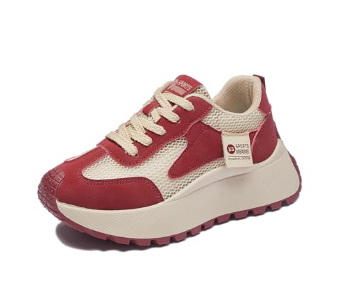 RIZ-ZOAWD Plateau Sneaker Damen Y2K Campus Leicht Walking Schuhe Elegant Bequeme Sportschuhe Mode Turnschuhe Red 38 RIZ-ZOAWD Plateau Sneaker Damen Y2K Campus Leicht Walking Schuhe Elegant Bequeme Sportschuhe Mode Turnschuhe Red 38 von RIZ-ZOAWD