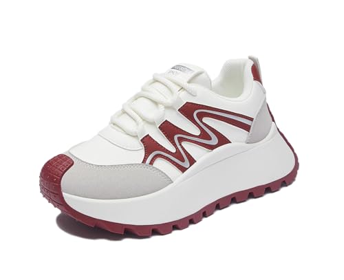 RIZ-ZOAWD Plateau Sneaker Damen Y2K Campus Leicht Walking Schuhe Elegant Bequeme Sportschuhe Mode Turnschuhe Red 39 RIZ-ZOAWD Plateau Sneaker Damen Y2K Campus Leicht Walking Schuhe Elegant Bequeme Sportschuhe Mode Turnschuhe Red 39 von RIZ-ZOAWD