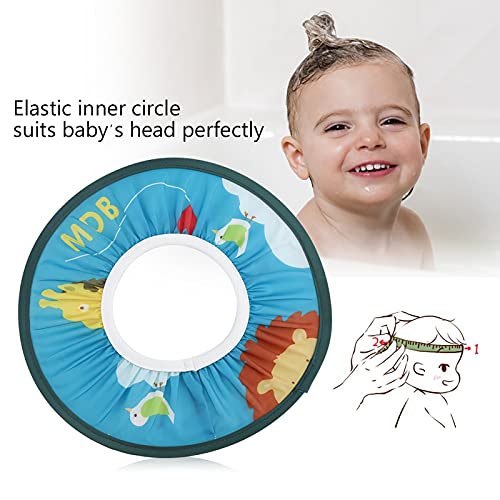 RIZGHWOY Baby Shampoo Mütze Wasserdichte Stoff Duschhut Zum Baden, Elastische Duschkappe mit Cartoon -Muster für Babys und Kleinkinder (Blauer Löwenstil) von RIZGHWOY