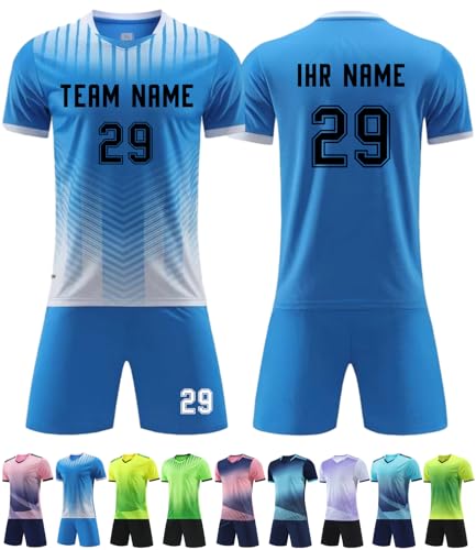 RIZUNTO Individuell Fußballtrikots für Erwachsene und Kinder, Personalisierte gestaltbare Fußballtrikots oder -Sets,Customisation Geschenke,Blau 2 von RIZUNTO