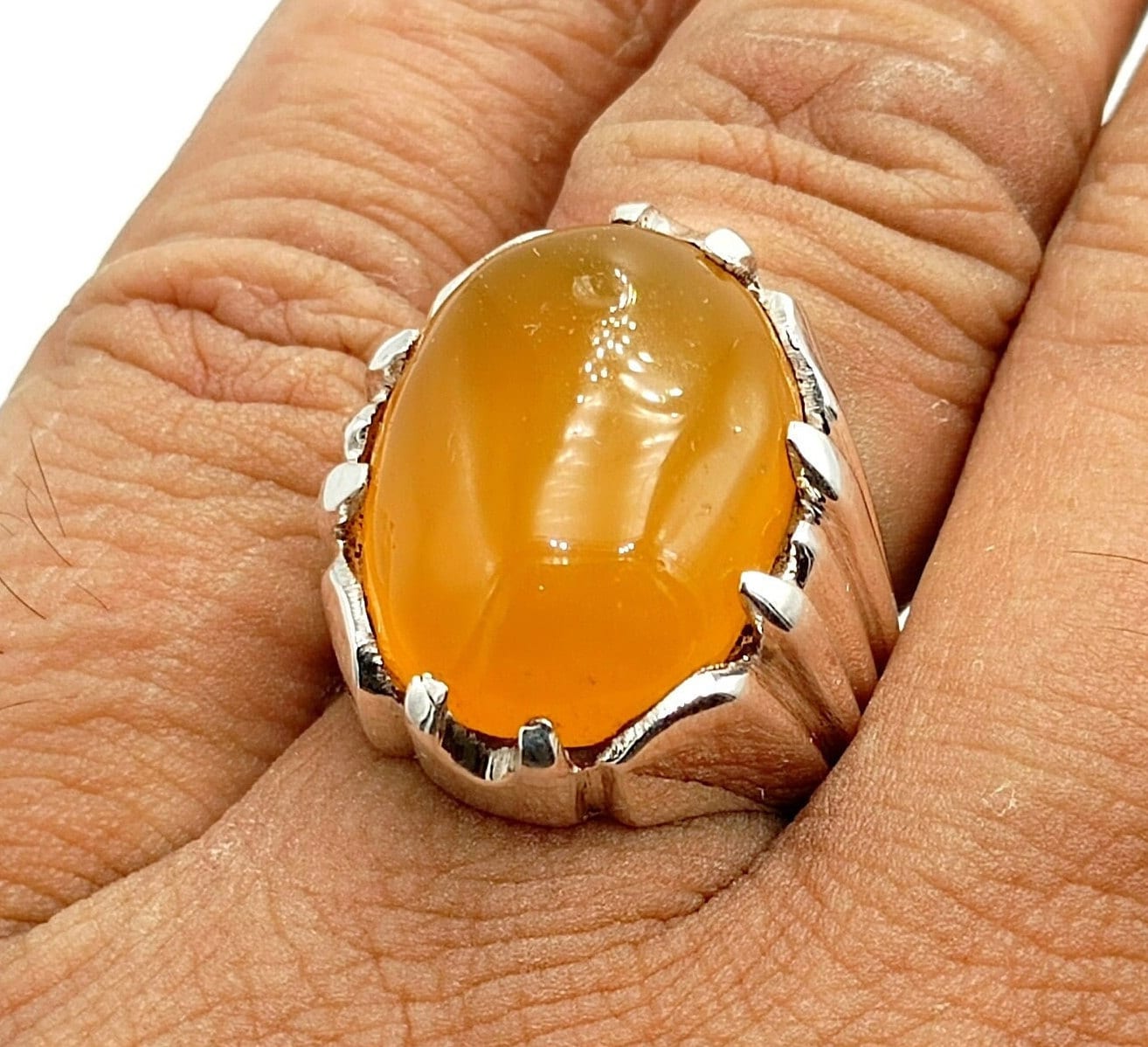 Gelber Achat Ring Für Männer, Natürlicher Edelstein, 925 Sterling Silber Schmuck, Personalisierte Geschenke, Handgemachter Geburtsstein, Zard Aqeeq von RIngKIngz