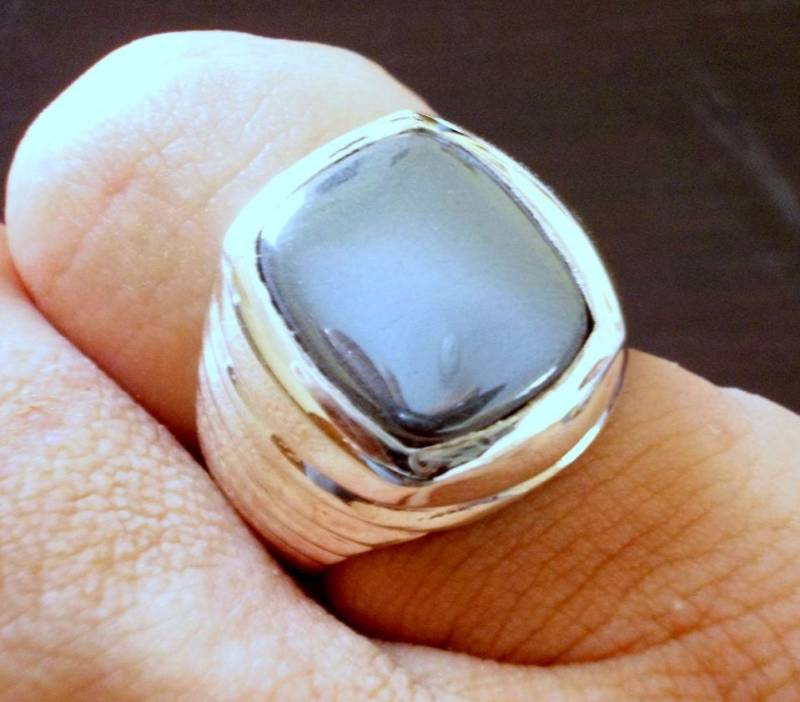 Hämatit Sterling Silber Herrenring Handgemachter Edelsteinschmuck von RIngKIngz