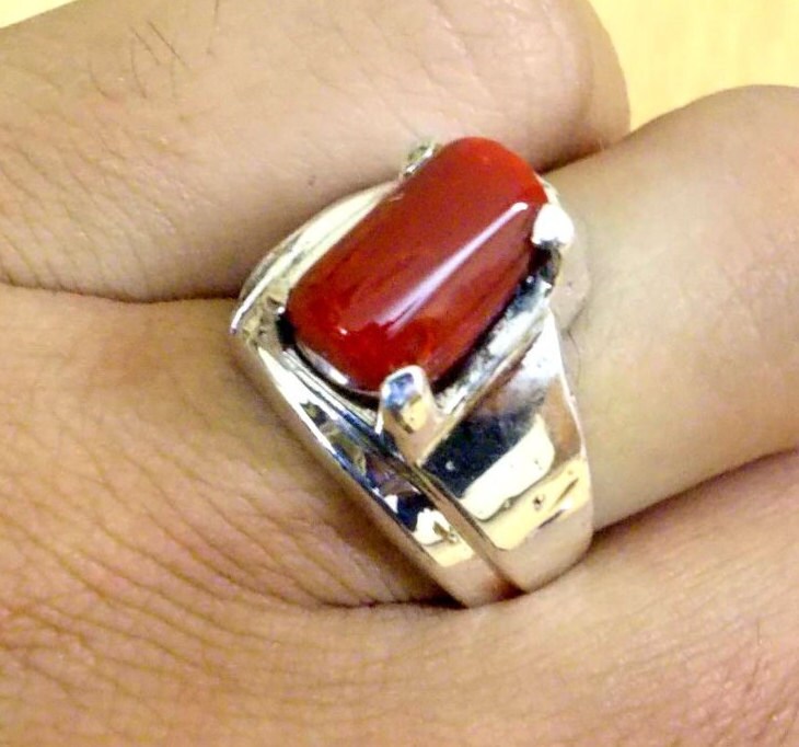 Handgemachte Rote Koralle Sterling Silber Herrenring von RIngKIngz