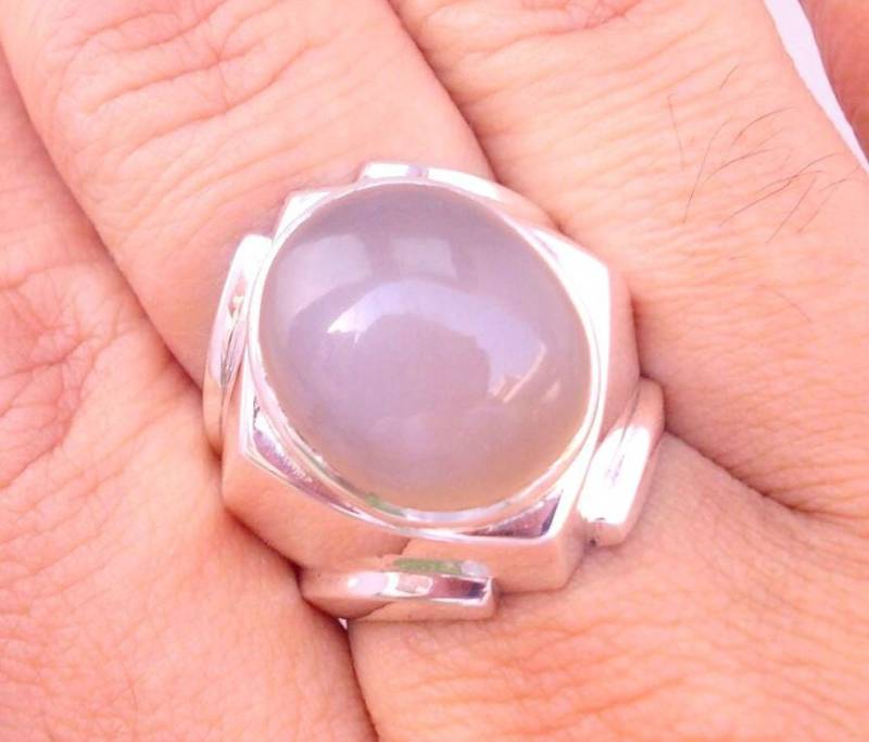 Handgemachter Sterling Silber Mondstein Herrenring Size 9 von RIngKIngz