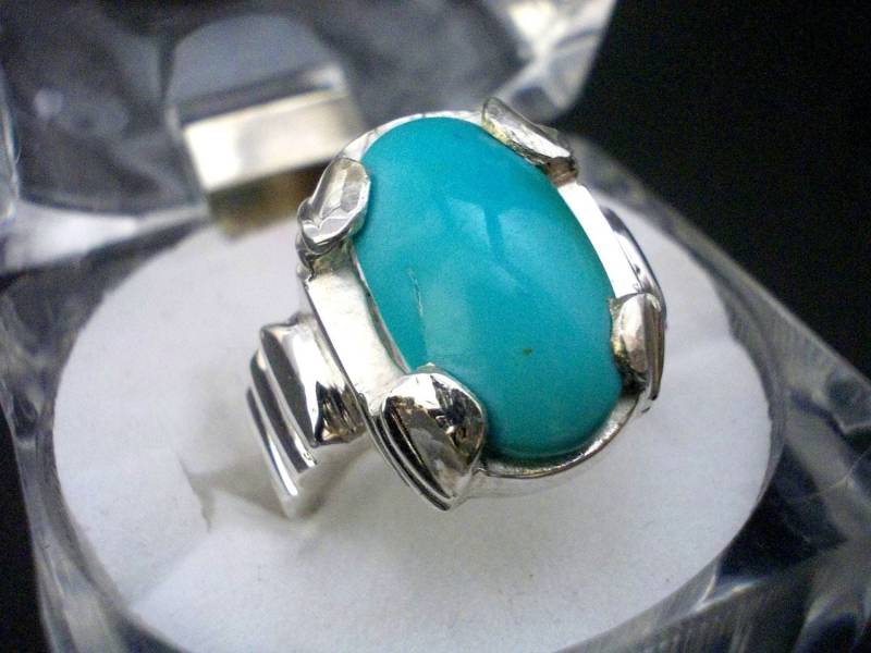 Handgemachter Türkis Edelstein Ring Echtsilber Herrenschmuck von RIngKIngz