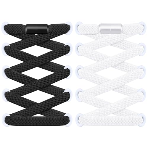 RJ-Sport Flache elastische Schnürsenkel – 2 Paar elastische Schnürsenkel ohne Binden für Erwachsene und Kinder, 19 Schwarz und Weiß, Einheitsgröße RJ-Sport Flache elastische Schnürsenkel – 2 Paar elastische Schnürsenkel ohne Binden für Erwachsene und Kinder, 19 Schwarz und Weiß, Einheitsgröße von RJ-Sport