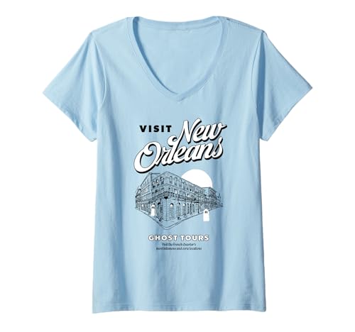 Damen Besuchen Sie New Orleans Ghost Tours Haunted Retro Graphic T-Shirt mit V-Ausschnitt Damen Besuchen Sie New Orleans Ghost Tours Haunted Retro Graphic T-Shirt mit V-Ausschnitt von RJ Threads