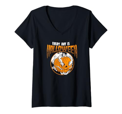 Damen Every Day is Halloween Jack-o-Lantern Spooky Pumpkin T-Shirt mit V-Ausschnitt Damen Every Day is Halloween Jack-o-Lantern Spooky Pumpkin T-Shirt mit V-Ausschnitt von RJ Threads