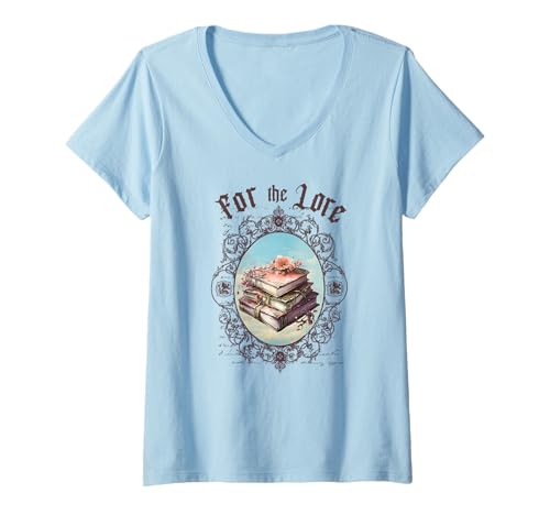 Damen For the Lore Book Reading Romantasy T-Shirt mit V-Ausschnitt Damen For the Lore Book Reading Romantasy T-Shirt mit V-Ausschnitt von RJ Threads