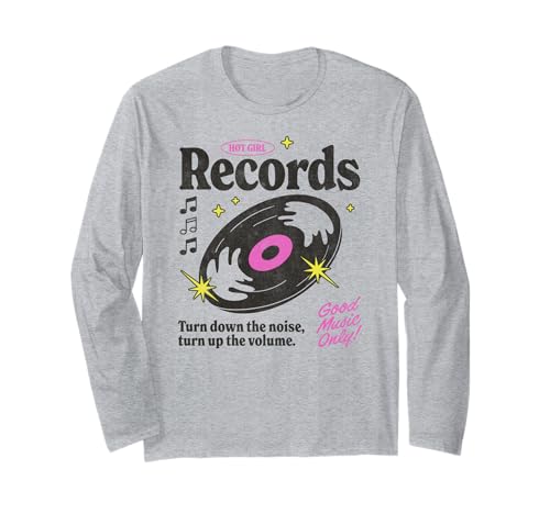 Hot Girl Records Vinyl Music Store Graphic Langarmshirt von RJ Threads