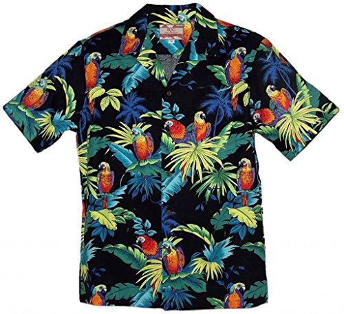 RJC Brand Tropical Parrots Herren Hawaii-Hemd, schwarz, Klein RJC Brand Tropical Parrots Herren Hawaii-Hemd, schwarz, Klein von RJC