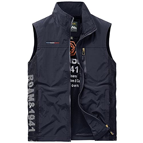 RJJ Frühling und Herbst Herren Weste Herren Outdoor Weste Casual Multi-Taschen Fotografie Angelweste Weste Jacke (Farbe: Blau, Größe: M) von RJJ