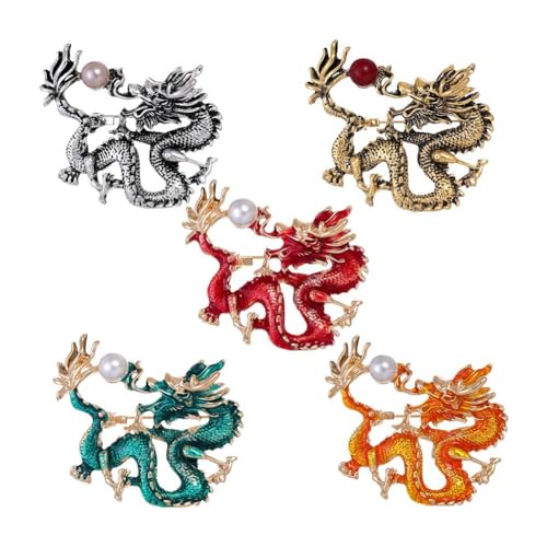 Emaille-Drachen-Brosche, einzigartige Drachen-Brosche, einzigartige Drachen-Brosche für Frauen und Mädchen, 2024 Chinesisches Neujahr, Drachen-Schal-Clips, Kragen-Brosche, Anzug, Krawattennadeln, One von RJSQAQE