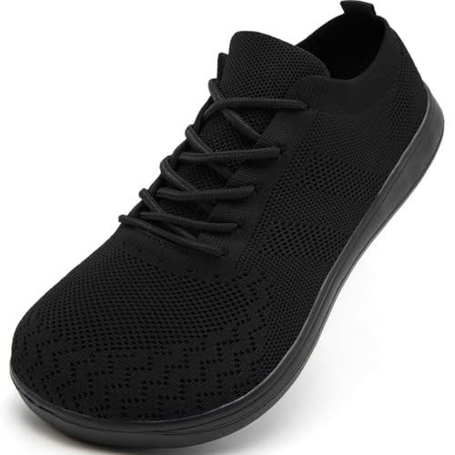 RJYWGS Barfuss Schuhe Herren Outdoor Barfußschuhe Barfussschuhe Leichte Hallenschuhe Laufschuhe Sportschuhe Breiter Barfuß Loafer Turnschuhe Sommerschuhe rutschfeste Gummisohle Schwarz 45 von RJYWGS