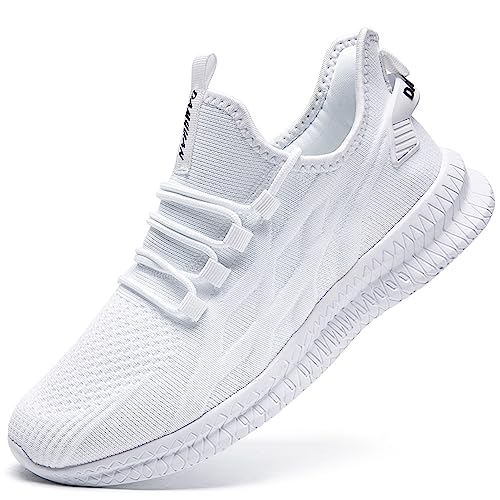 RJYWGS Sneaker Damen Turnschuhe Laufschuhe Running Gym Fitness Schuhe Bequeme Sommerschuhe Hallenschuhe Freizeitschuhe Sportschuhe Weiss Größe 44 EU von RJYWGS