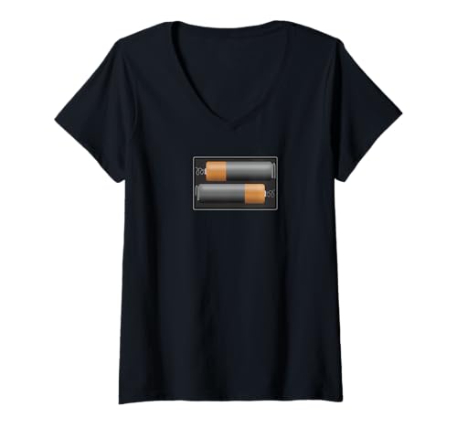 Damen AAA-Batterie T-Shirt mit V-Ausschnitt von RKG TEES