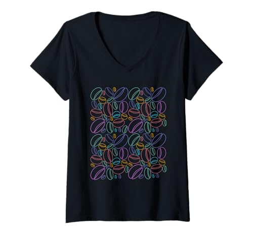 Damen Kaffeebohnen-Farbdesign T-Shirt mit V-Ausschnitt Damen Kaffeebohnen-Farbdesign T-Shirt mit V-Ausschnitt von RKG TEES