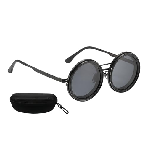 RKJRTK Runde Polarisierte Sonnenbrille Mit Verstellbarer Farbton Freien Fischereigläser Dimming Sonnenbrille Leichte Strandrede von RKJRTK