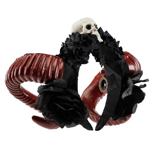 Rose Hexenkostüm Haarreifen Gothic Dunkle Spitze Schädel Haarstyling für Live-Show-Stirnbänder Gothic Karneval von RKJRTK