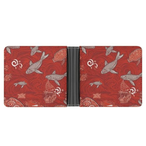 Klassische Slimfold Geldbörse für Damen Rotes Meer Tier Bifold Kreditkartenetui Geldbörse für Herren Leder Geldbörse mit Ausweisfenster und mehreren Kartenfächern Mini Wallet Rotes Meerestier 4,6 × von RKJVB