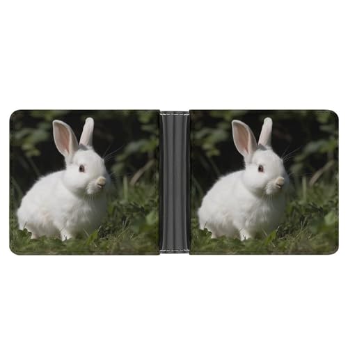 Klassische Slimfold Geldbörse für Frauen Kaninchen auf dem Gras Bifold Kreditkartenetui Geldbörse für Herren Leder Geldbörse mit Ausweisfenster und mehreren Kartenfächern Mini Wallet Kaninchen auf dem von RKJVB