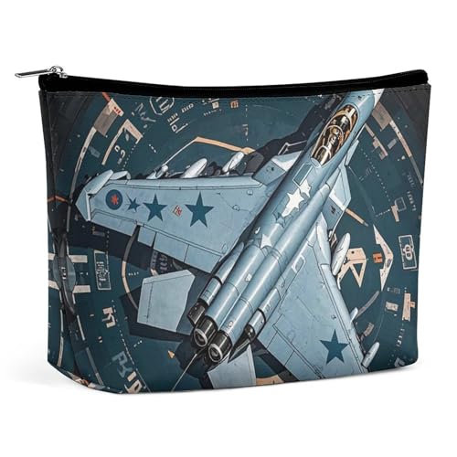 RKJVB Air Force Fighter Jet Make-up-Tasche für Damen, tragbare Kosmetiktasche, wasserdicht, Kulturbeutel, Aufbewahrungstasche, große Make-up-Tasche, ästhetische Hand-Make-up-Tasche für Reisen, Arbeit, von RKJVB