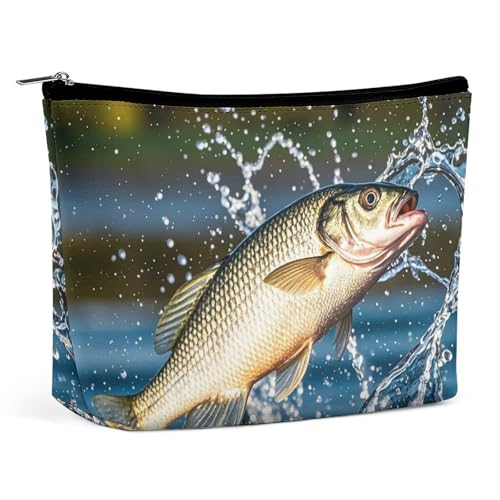 RKJVB Big Mouth Bass Bites Bait Make-up-Tasche für Damen, tragbare Kosmetiktasche, wasserdicht, Kulturbeutel, Aufbewahrungstasche, große Make-up-Tasche, ästhetische Hand-Make-up-Tasche für Reisen, RKJVB Big Mouth Bass Bites Bait Make-up-Tasche für Damen, tragbare Kosmetiktasche, wasserdicht, Kulturbeutel, Aufbewahrungstasche, große Make-up-Tasche, ästhetische Hand-Make-up-Tasche für Reisen, von RKJVB