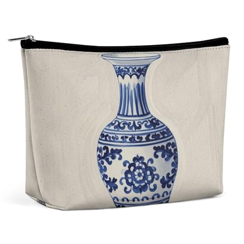 RKJVB Chinesische blaue Porzellan-Vase, Make-up-Tasche für Damen, tragbare Kosmetiktasche, wasserdicht, Kulturbeutel, Aufbewahrungstasche, große Make-up-Tasche, ästhetische Hand-Make-up-Tasche für RKJVB Chinesische blaue Porzellan-Vase, Make-up-Tasche für Damen, tragbare Kosmetiktasche, wasserdicht, Kulturbeutel, Aufbewahrungstasche, große Make-up-Tasche, ästhetische Hand-Make-up-Tasche für von RKJVB
