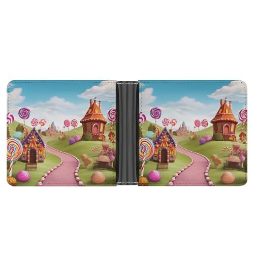 RKJVB Classic Slimfold Wallet for Women Candy Land Bifold Credit Card Holder Wallet for Men Leather Wallet with ID Window And Multiple Card Slots Mini Wallet, Candy Land, 4.6 × 3.7 × 2.5 cm, Classic, von RKJVB