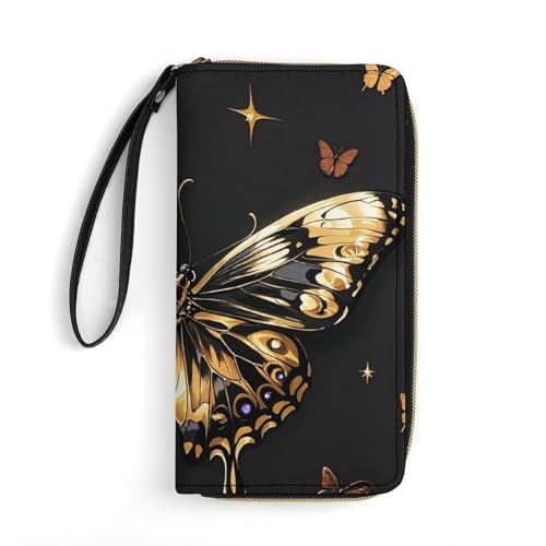 RKJVB Damen-Geldbörse, mehrere Taschen, lange Geldbörse, goldener Schmetterling, Leder, ultradünn, mit Reißverschlussfach für Shopping, Arbeit, Stil, 19,7 x 10,5 cm, modern, Stil:, 19.7x10.5cm, Modern RKJVB Damen-Geldbörse, mehrere Taschen, lange Geldbörse, goldener Schmetterling, Leder, ultradünn, mit Reißverschlussfach für Shopping, Arbeit, Stil, 19,7 x 10,5 cm, modern, Stil:, 19.7x10.5cm, Modern von RKJVB