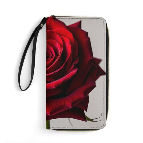 RKJVB Damen-Geldbörse mit mehreren Fächern, elegant, rote Rose, Leder, ultradünn, mit Reißverschlussfach für Shopping, Arbeit, Stil, 19,7 x 10,5 cm, modern, Stil:, 19.7x10.5cm, Modern RKJVB Damen-Geldbörse mit mehreren Fächern, elegant, rote Rose, Leder, ultradünn, mit Reißverschlussfach für Shopping, Arbeit, Stil, 19,7 x 10,5 cm, modern, Stil:, 19.7x10.5cm, Modern von RKJVB