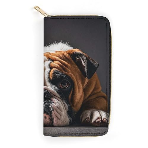RKJVB Damen-Geldbörse mit mehreren Taschen, lange Brieftasche, eine traurige Bulldogge, Ledergeldbörse für Damen, ultradünn, mit Reißverschlussfach für Shopping, Arbeit, Stil, 19,7 x 10,5 cm, Stil:, von RKJVB
