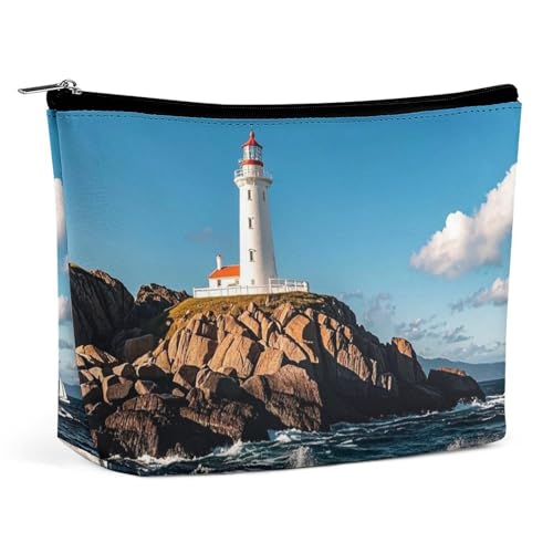 RKJVB Daytime Segelboote Make-up-Tasche für Damen, tragbare Kosmetiktasche, wasserdicht, Kulturbeutel, Aufbewahrungstasche, große Make-up-Tasche, ästhetische Hand-Make-up-Tasche für Reisen, Arbeit, von RKJVB