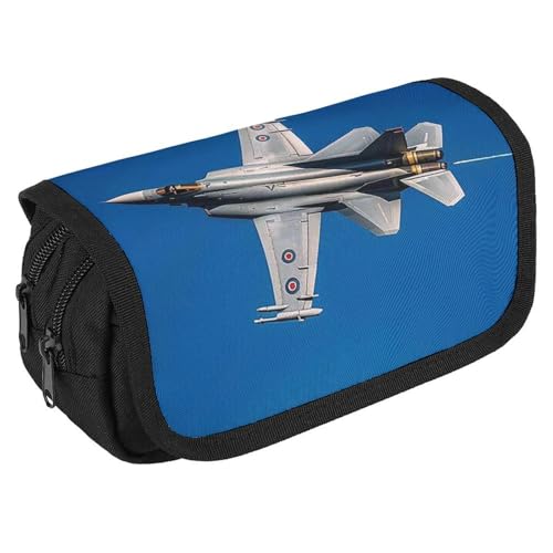RKJVB Federmäppchen Jet Fighter Federmäppchen Große Kapazität Stiftebox Doppelreißverschluss Aufbewahrungstasche 2 Fächer Tragbare Multifunktionstasche Schreibtisch Organizer Stifteetui, Stil:, von RKJVB