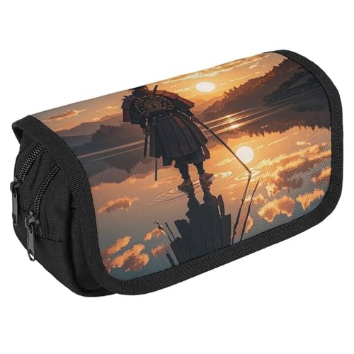 RKJVB Federmäppchen Krieger Reflexion Federmäppchen Große Kapazität Stiftebox Doppelreißverschluss Aufbewahrungstasche 2 Fächer Tragbare Multifunktionstasche Schreibtisch Organizer Stifteetui, Stil:, von RKJVB