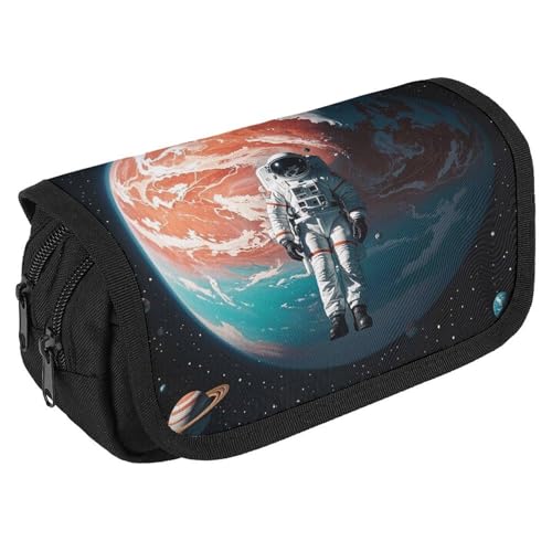 RKJVB Federmäppchen Lonely Astronaut Federmäppchen Große Kapazität Stiftebox Doppelreißverschluss Aufbewahrungstasche 2 Fächer Tragbare Multifunktionstasche Schreibtisch Organizer Stifteetui, Stil:, von RKJVB