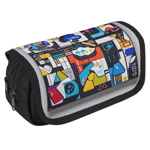 RKJVB Federmäppchen Street Art Federmäppchen Große Kapazität Stiftebox Doppelreißverschluss Aufbewahrungstasche 2 Fächer Tragbare Multifunktionstasche Schreibtisch Organizer Stifteetui, Stil:, von RKJVB