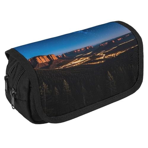 RKJVB Federmäppchen im Western-Stil, großes Fassungsvermögen, Stiftebox, Doppel-Reißverschluss, Aufbewahrungstasche, 2 Fächer, tragbare multifunktionale Tasche, Schreibtisch-Organizer, Stifteetui, von RKJVB