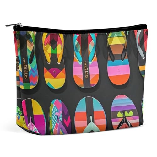 RKJVB Flip-Flops Make-up-Tasche für Damen, tragbare Kosmetiktasche, wasserdicht, Kulturbeutel, Aufbewahrungstasche, große Make-up-Tasche, ästhetische Hand-Make-up-Tasche für Reisen, Arbeit, Stil, von RKJVB