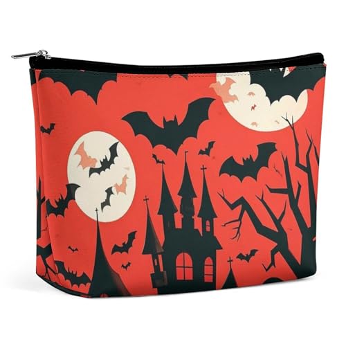 RKJVB Halloween-Make-up-Tasche für Damen, tragbare Kosmetiktasche, wasserdicht, Kulturbeutel, Aufbewahrungstasche, große Make-up-Tasche, ästhetische Hand-Make-up-Tasche für Reisen, Arbeit, Stil, von RKJVB