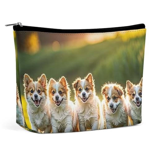 RKJVB Happy Little Dog Make-up-Tasche für Damen, tragbare Kosmetiktasche, wasserdicht, Kulturbeutel, Aufbewahrungstasche, große Make-up-Tasche, ästhetische Hand-Make-up-Tasche für Reisen, Arbeit, RKJVB Happy Little Dog Make-up-Tasche für Damen, tragbare Kosmetiktasche, wasserdicht, Kulturbeutel, Aufbewahrungstasche, große Make-up-Tasche, ästhetische Hand-Make-up-Tasche für Reisen, Arbeit, von RKJVB