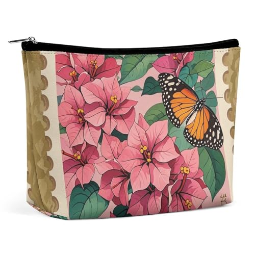 RKJVB Jiuzhong Ge Hua und Schmetterling Make-up-Tasche für Damen, tragbare Kosmetiktasche, wasserdicht, Kulturbeutel, Aufbewahrungstasche, große Make-up-Tasche, ästhetische Hand-Make-up-Tasche für von RKJVB